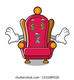 Money eye king throne mascot cartoon