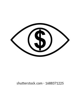 Money eye line icon vector for web , logo