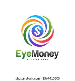 Money Eye Logo Design Vector concept. Eye Money Logo Template. Icon Symbol. Illustration