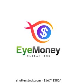 Money Eye Logo Design Vector concept. Eye Money Logo Template. Icon Symbol. Illustration