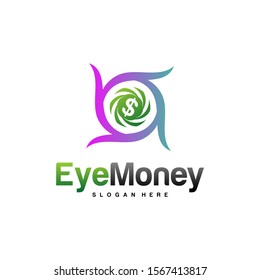 Money Eye Logo Design Vector concept. Eye Money Logo Template. Icon Symbol. Illustration