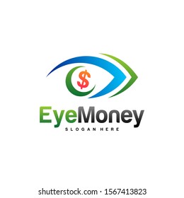 Money Eye Logo Design Vector concept. Eye Money Logo Template. Icon Symbol. Illustration