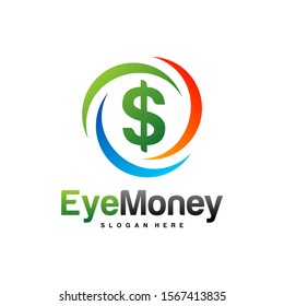 Money Eye Logo Design Vector concept. Eye Money Logo Template. Icon Symbol. Illustration