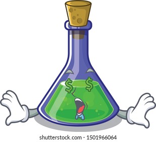 Money eye magic potion on the cartoon table