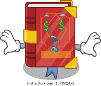 Money eye magic spell book in shape mascot