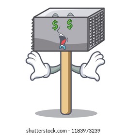 Money eye meat hammer utensil isolated on mascot Money eye meat hammer utensil isolated on mascot