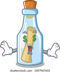 Money eye message in bottle with shape mascot