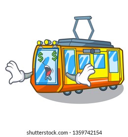Money eye miniature electric train in cartoon shape