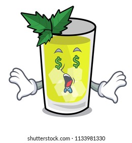 Money eye mint julep mascot cartoon