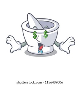Money eye mortar mascot cartoon style