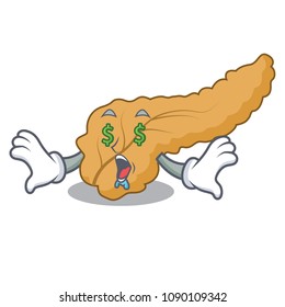 Money eye pancreas mascot cartoon style