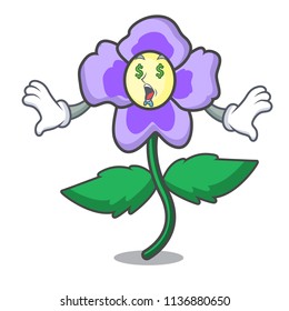 Money eye pansy flower mascot cartoon