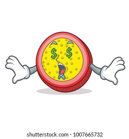 Money eye passion fruit mascot cartoon