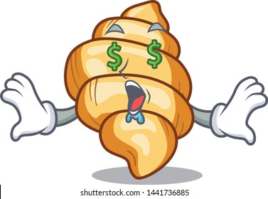 Money eye pasta gnocchi on the a cartoon