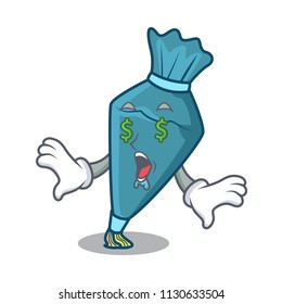 Money eye pastrybag mascot cartoon style vector illustration