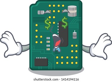 Money eye PCB circuit board in the cartoon