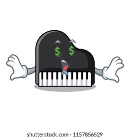 Money eye piano mascot cartoon style