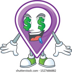 Money eye pin location cartoon on white background