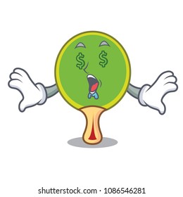 Money eye ping pong racket mascot cartoon