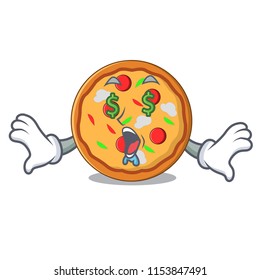 Money eye pizza mascot cartoon style