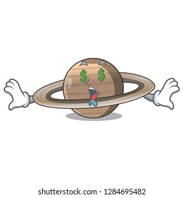 Money eye planet saturn above the sky cartoon
