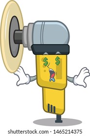 Money eye pneumatic sander placed inside character box