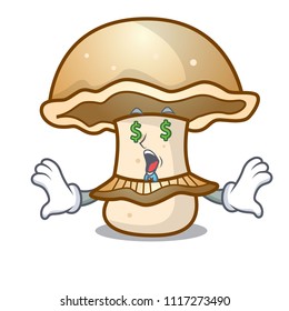 Money eye portobello mushroom mascot cartoon