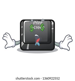 Money eye print screen button on cartoon keyboard