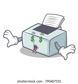 Money eye printer mascot cartoon style