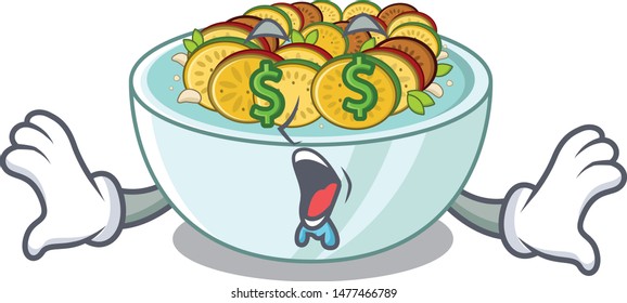 Money eye ratatouille on a cartoon wooden table