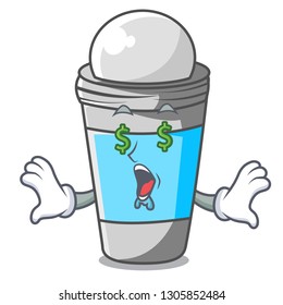 Money eye roll on deodorant isolated with cartoon