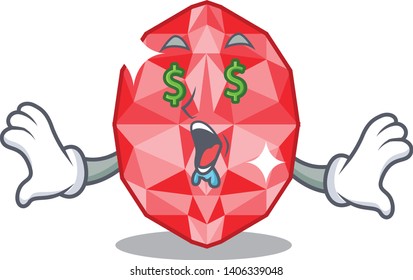 Money eye ruby gems in the mascot shape