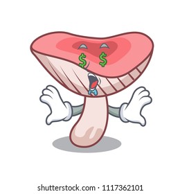 Money eye russule mushroom mascot cartoon