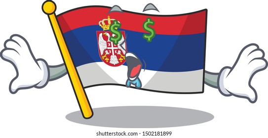 Money eye Serbian flags stored in cartoon drawer