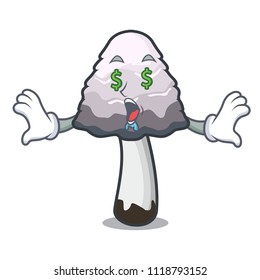 Money eye shaggy mane mushroom mascot cartoon