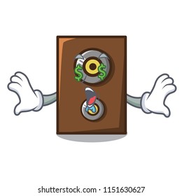 Money eye speaker mascot cartoon style