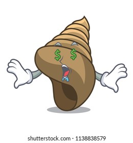 Money eye spiral shell mascot cartoon