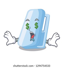 Money eye stapler in a the cartoon wallet