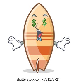 Money eye surfboard character cartoon style