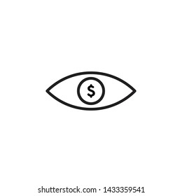 Money eye, money symbol vector icon