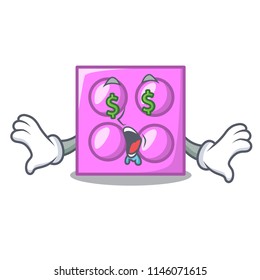 Money eye toy brick mascot cartoon
