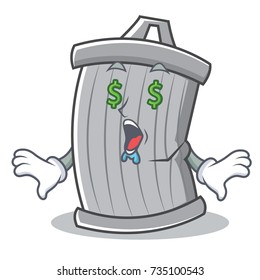 Money eye trash character cartoon style