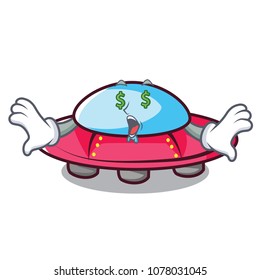 Money eye ufo mascot cartoon style