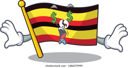 Money eye uganda flag is kept cartoon drawer