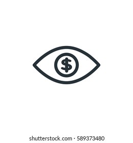 Money eye vector icon