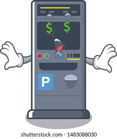 Money eye vending machines park cartoon the door