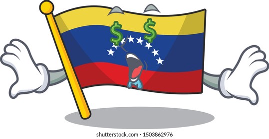 Money eye venezuelan flag hoisted on mascot pole