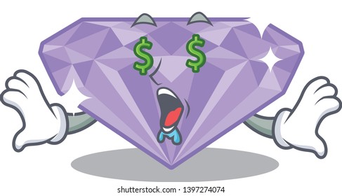 Money eye violet diamond in the cartoon box