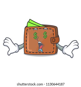 Money eye wallet mascot cartoon style vector illustration