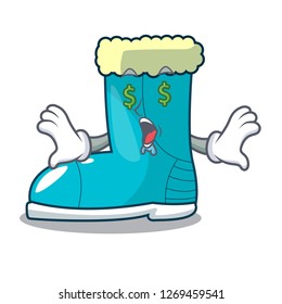Money eye winter boot in shape cartoon funny
